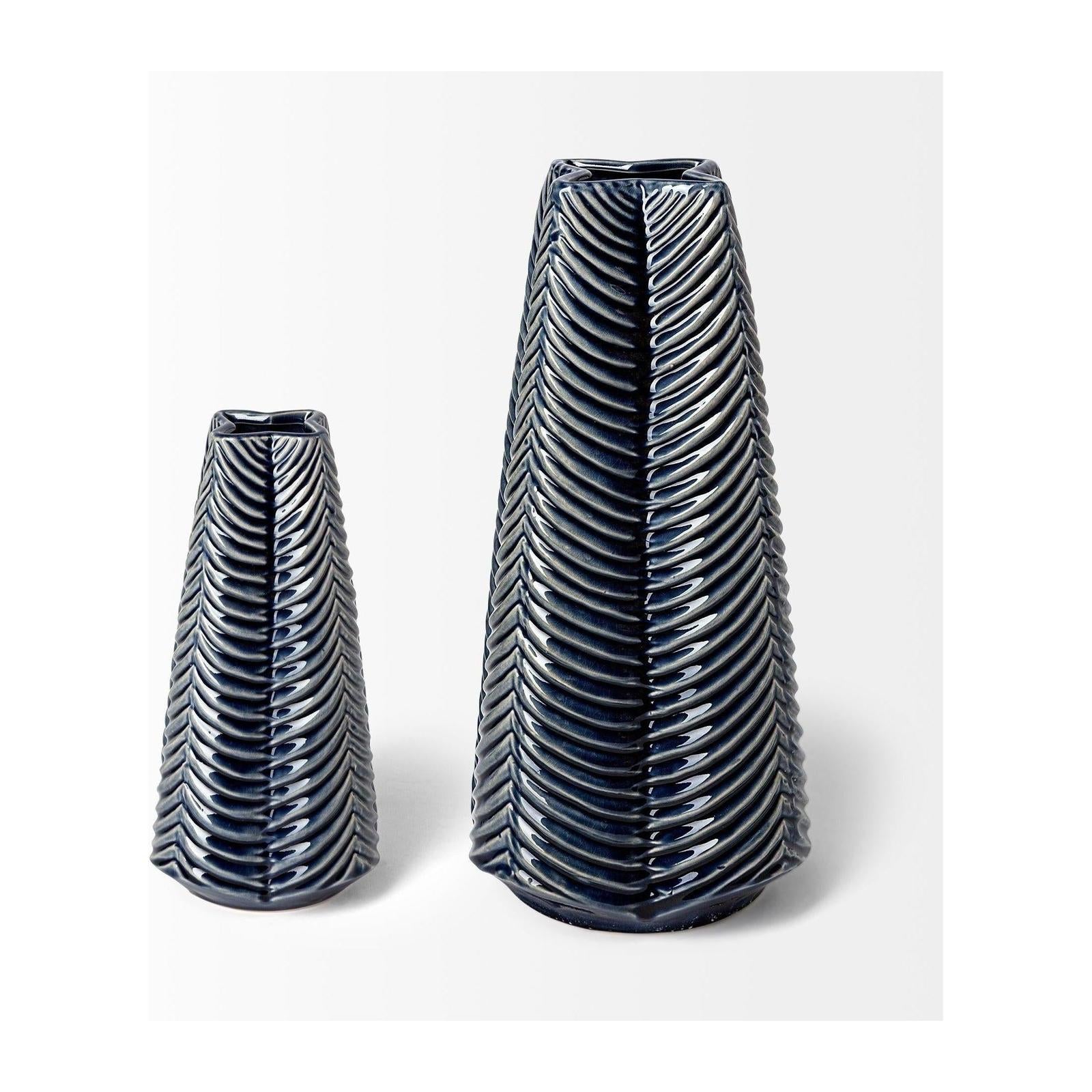 Mercana Bashir Dark Navy Gloss Ceramic Vase