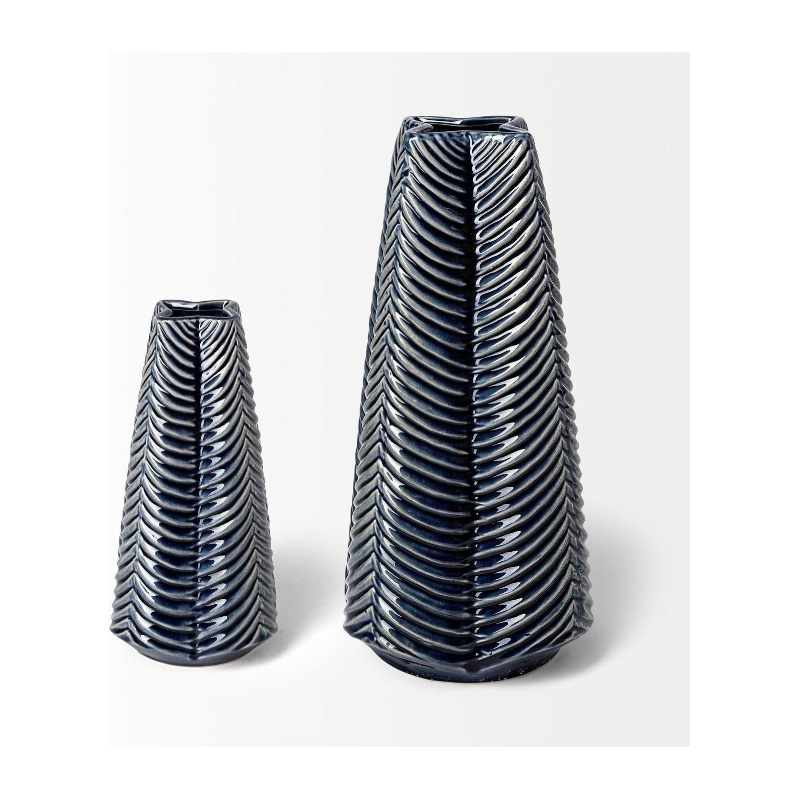 Mercana Bashir Dark Navy Gloss Ceramic Vase