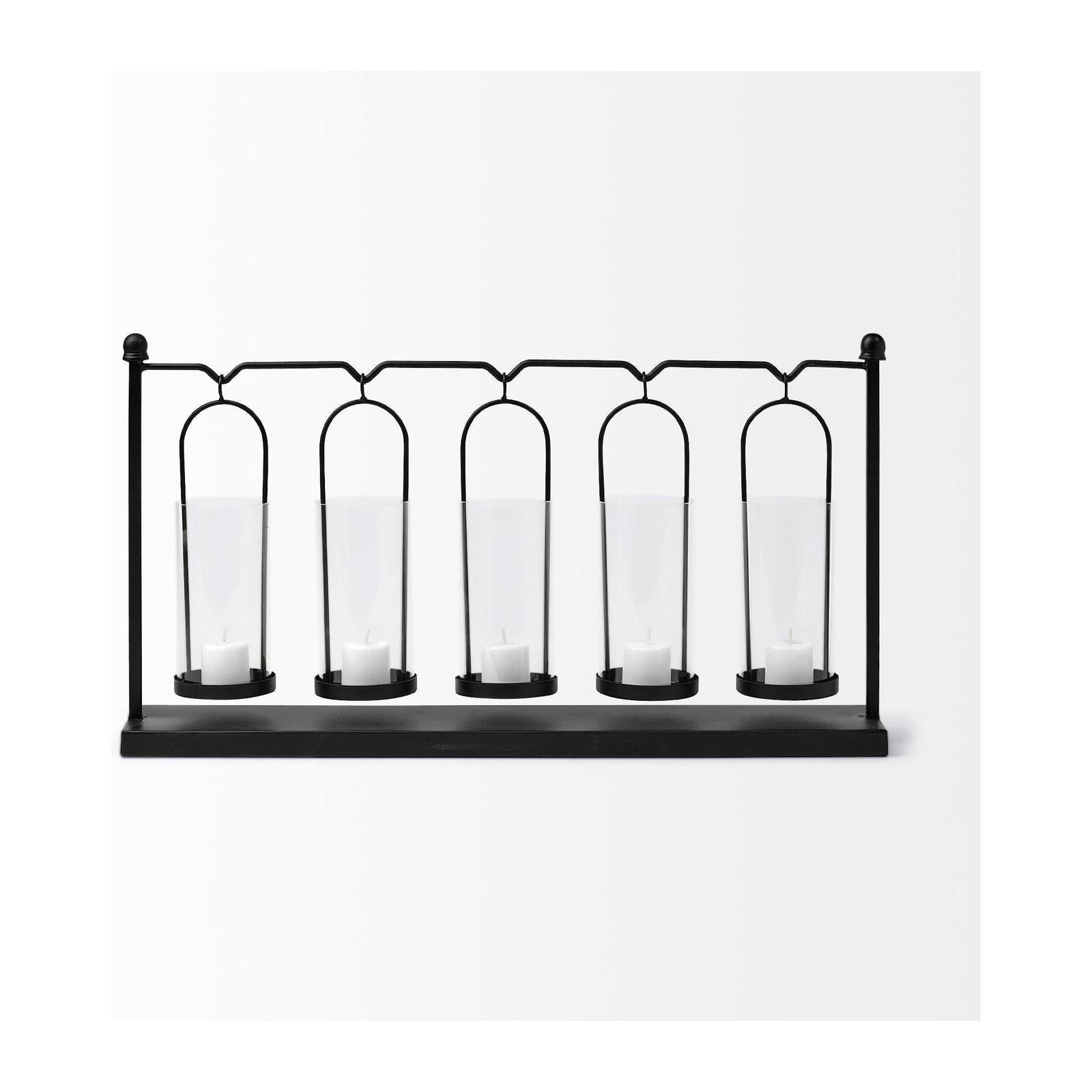 Mercana Erlen Black Metal Hanging Votive Five Candle Table Candle Holder Clearance