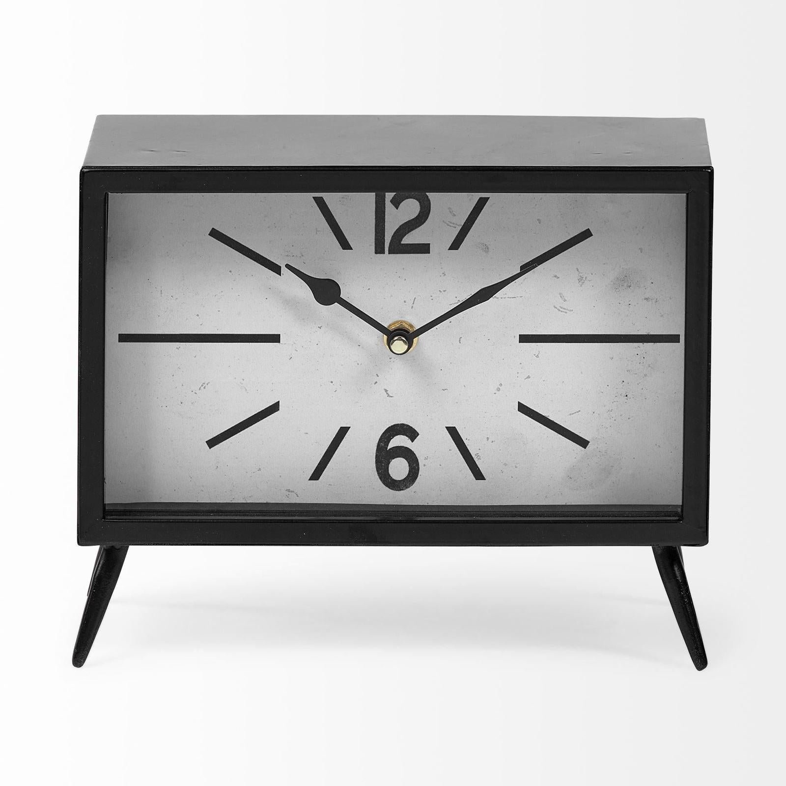 Mercana Lita Black Metal Rectangular Table Clock