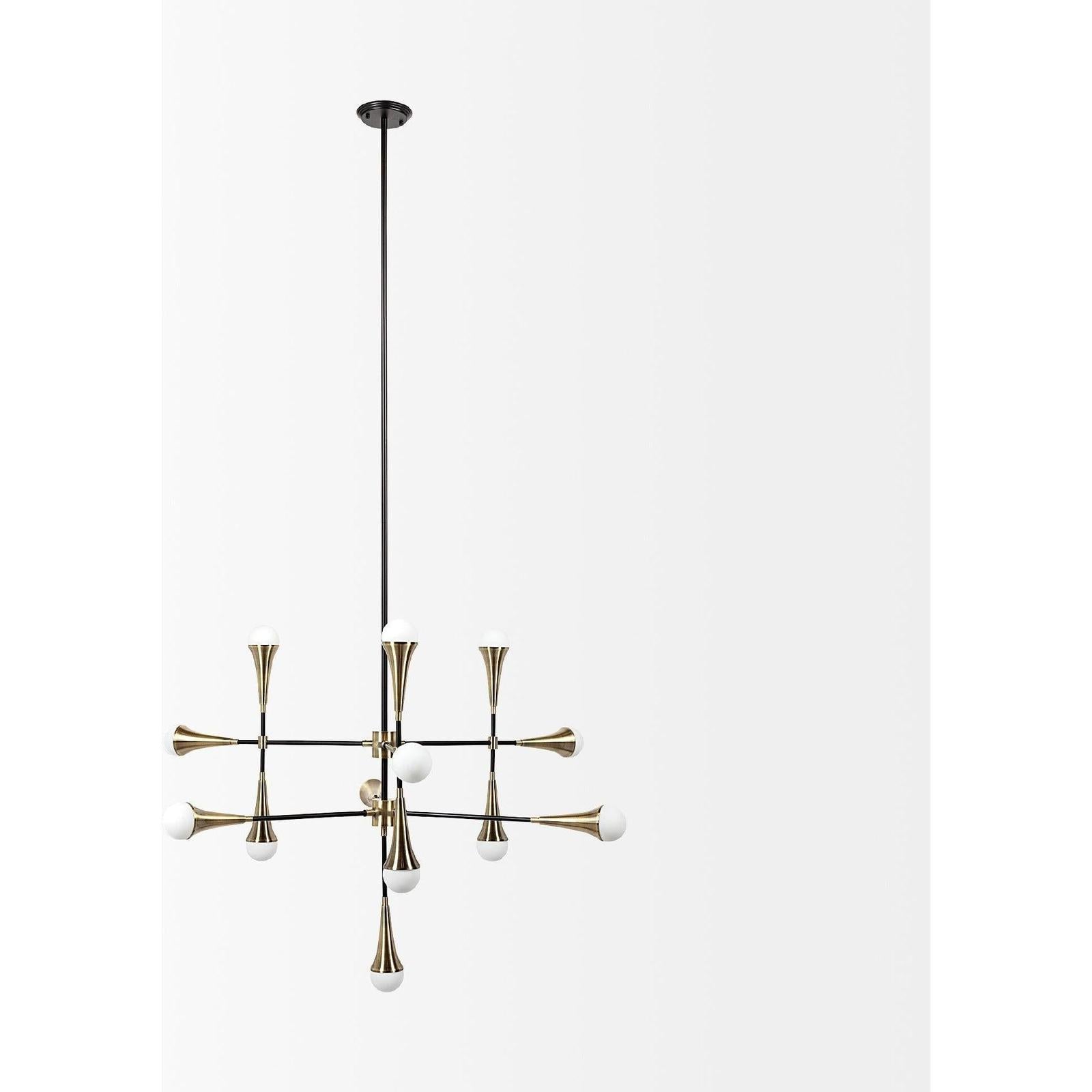 Mercana Decarlo Black/Gold Metal Multi-Arm Thirteen Light Chandelier Clearance