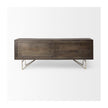 Mercana Darwin Brown Solid Wood Gold Metal Base 4 Cabinet Door Sideboard