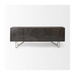 Mercana Darwin Brown Solid Wood Gold Metal Base 4 Cabinet Door Sideboard
