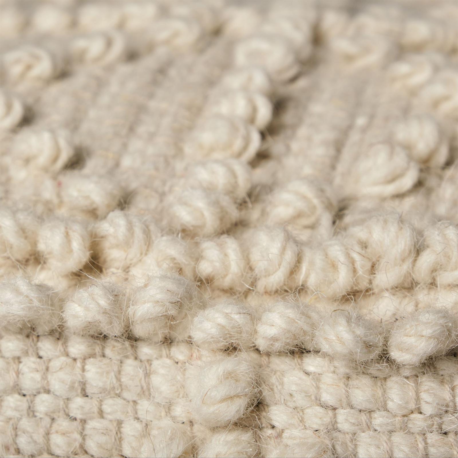 Mercana Leroy Square Cream Wool Pouf w/ Popcorn Detail