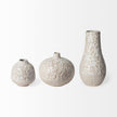 Mercana Jadiza Medium White Glaze Floral Pattern Vase
