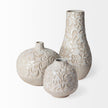Mercana Jadiza Medium White Glaze Floral Pattern Vase