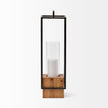 Mercana Orionis Wood w/ Black Metal Lantern Candle Holder