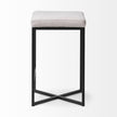 Mercana Frodo White Fabric Seat Black Metal Base Stool