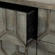Mercana Genevieve Gray Fir Veneer W/Gold Metal Frame Base 9 Drawer Sideboard Clearance