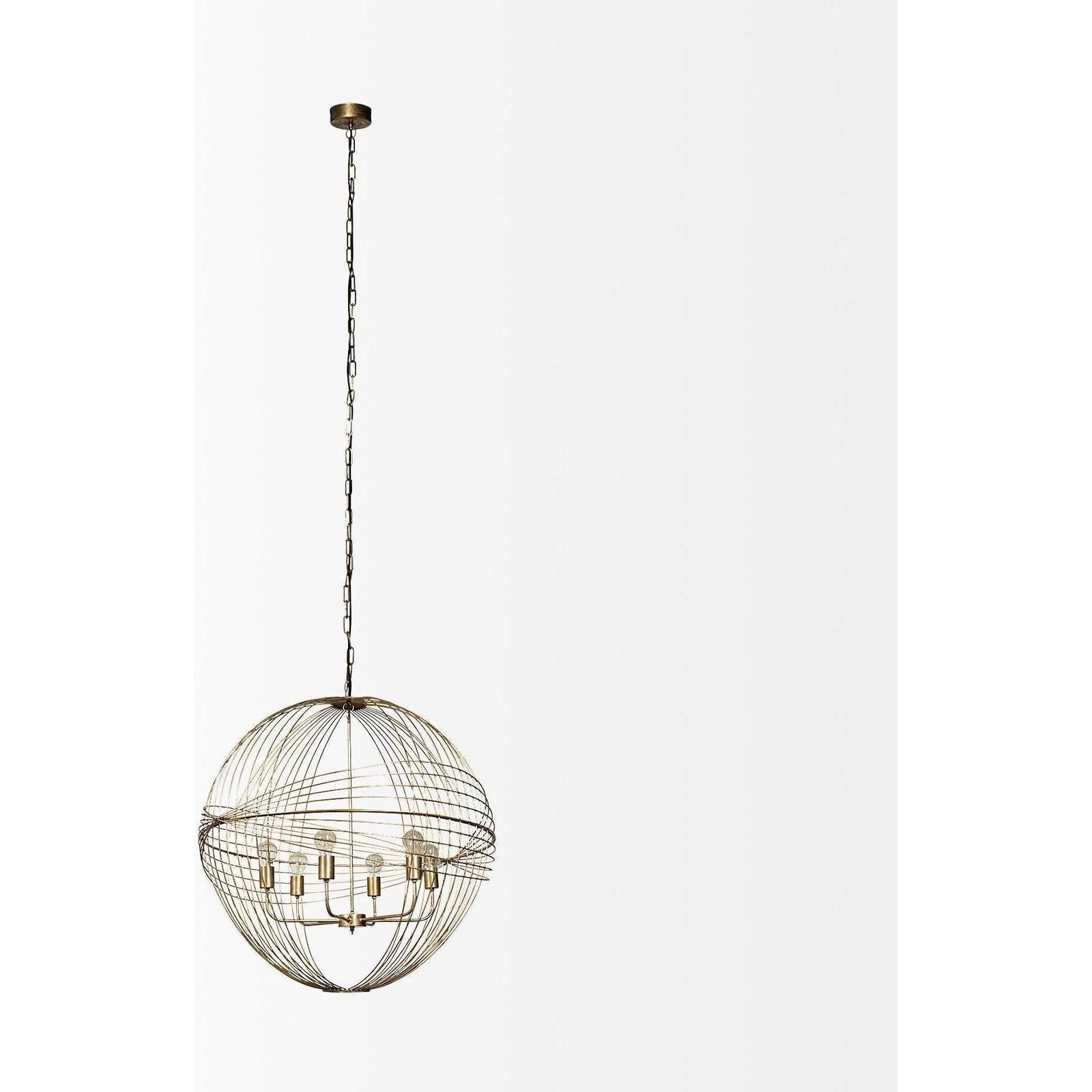 Mercana Chiron Gold Metal Globe Six Bulb Chandelier Clearance