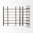 Mercana Turner Curved Wood and Black Iron Six Shelving Unit