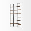 Mercana Turner Curved Wood and Black Iron Six Shelving Unit