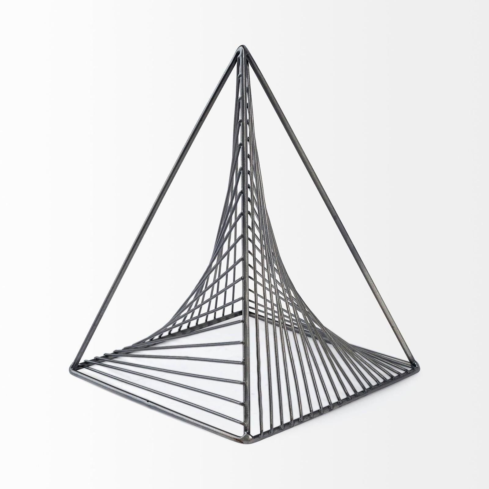 Mercana Risley Gray Metal Triangular Decorative Object Clearance