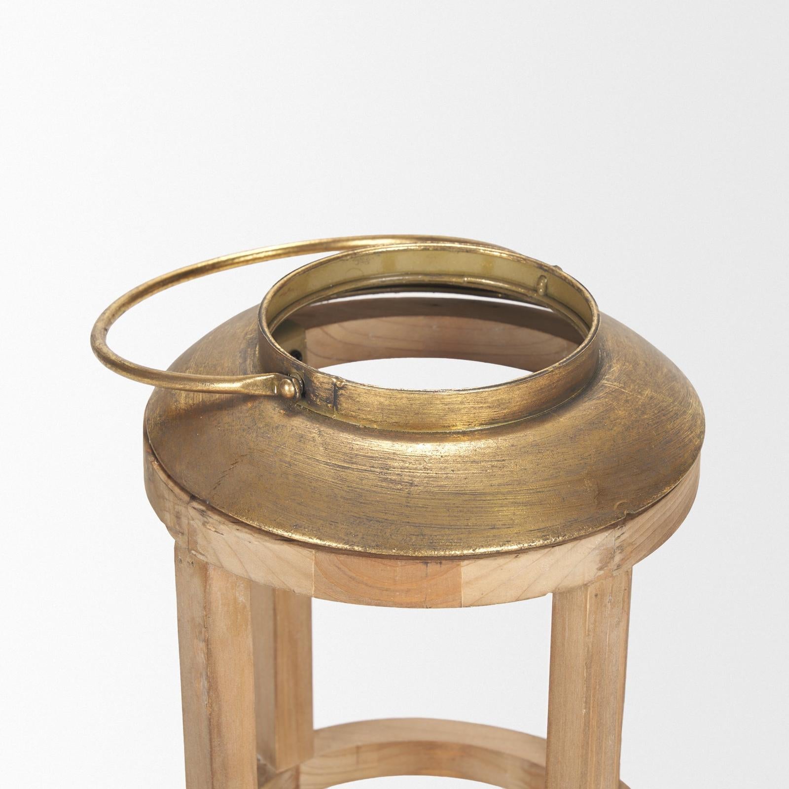 Mercana Andy Small Natural Wood Cylindrical Lantern Clearance