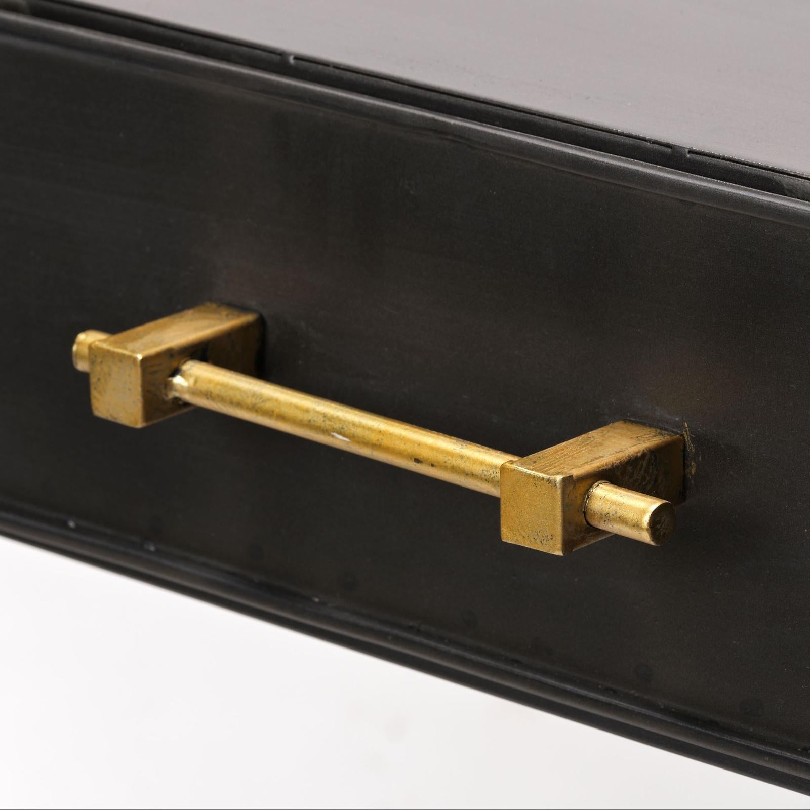 Mercana Vince Black Metal W/Gold Accents 3 Drawer Office Desk