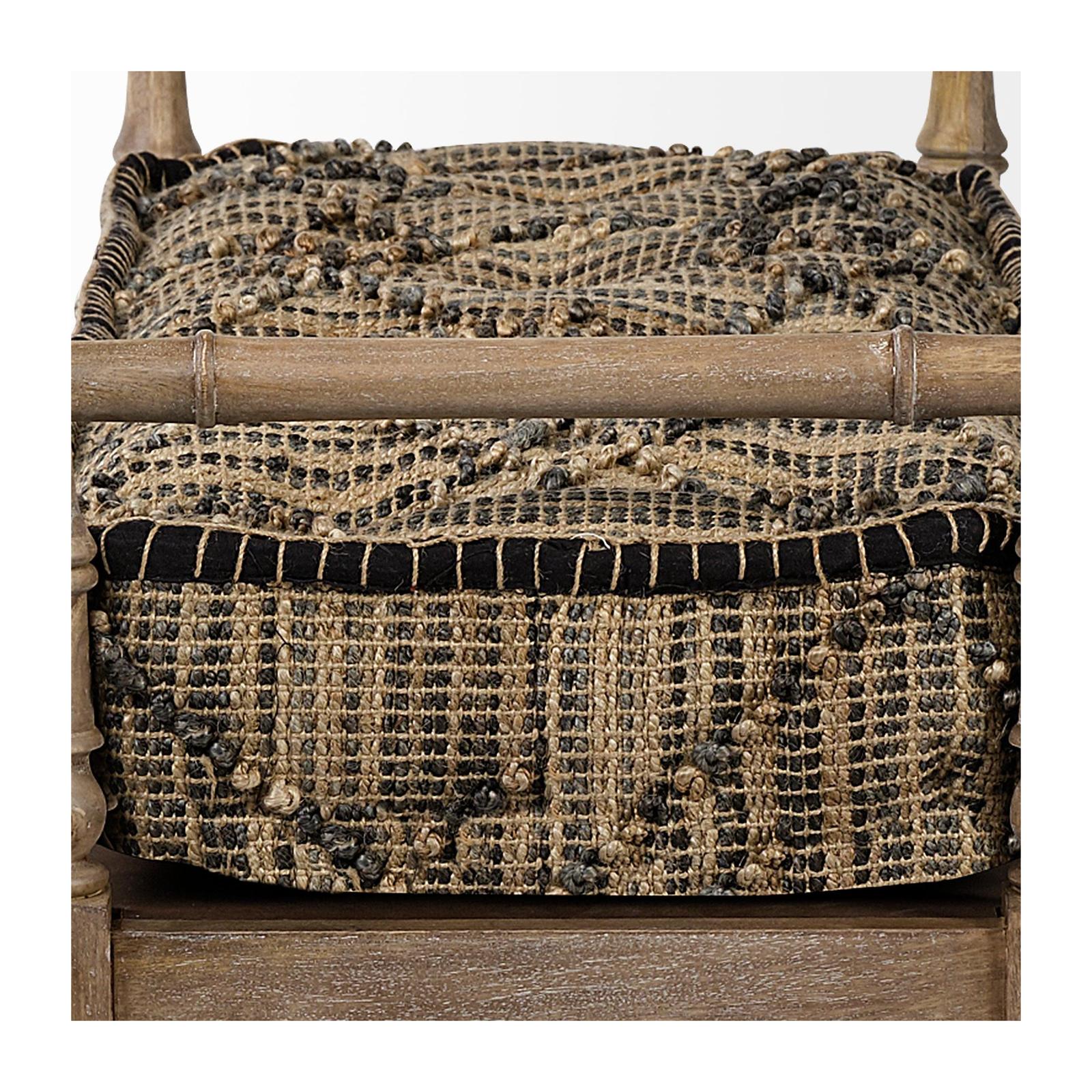 Mercana Fullerton Jute Patterned Top W/Brown Wood Base Accent Bench