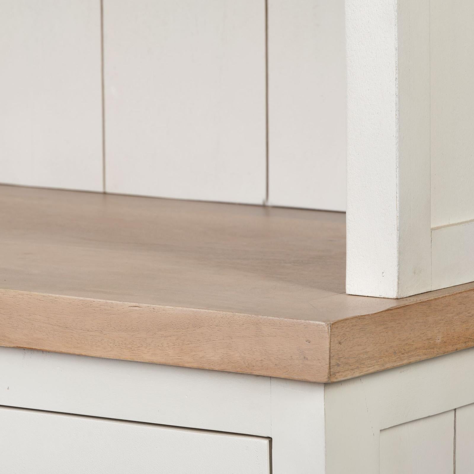 Mercana Fairview White and Medium Brown Wood Three Shelf Shelving Unit Clearance