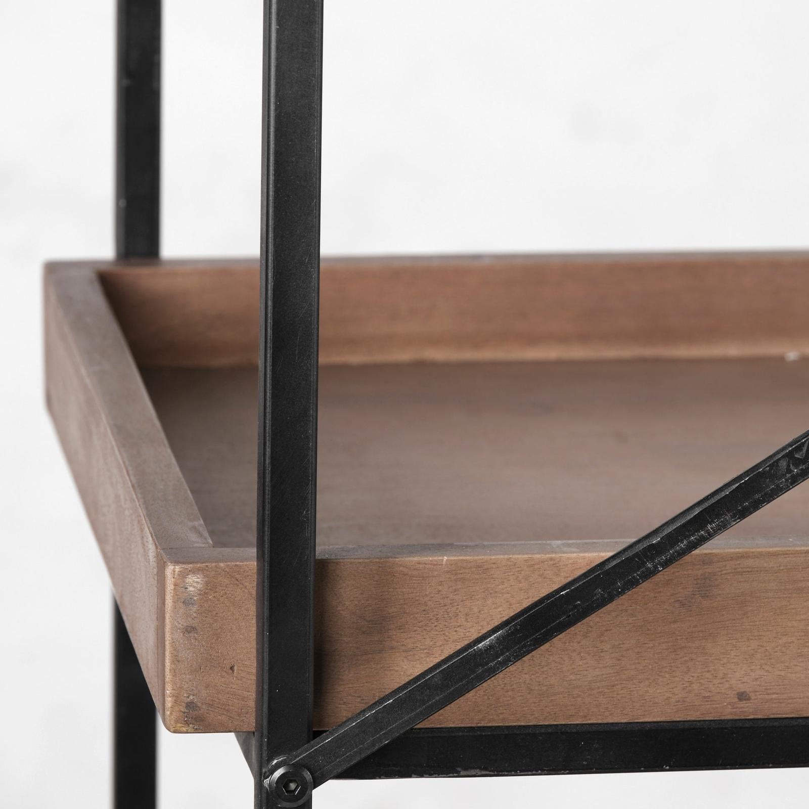 Mercana Trey Medium Brown Wood and Iron Five Tray Shelf Shelving Unit