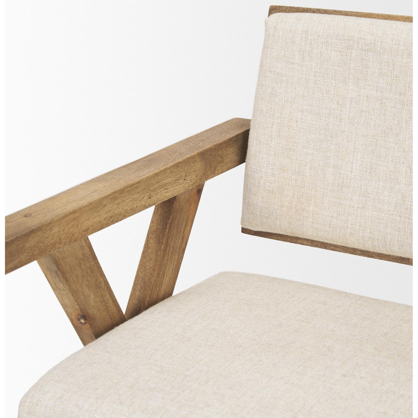 Mercana Topanga Cream Fabric Wrap Wooden Frame Dining Chair