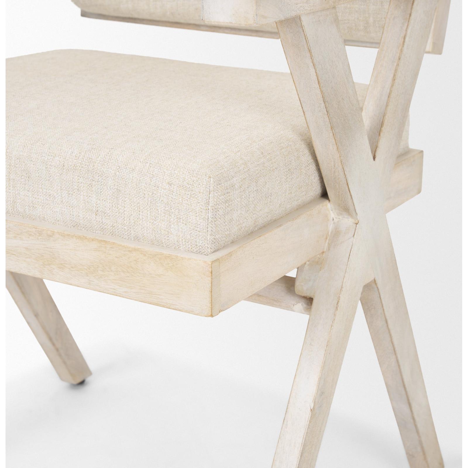 Mercana Topanga Cream Fabric Wrap Wooden Frame Dining Chair