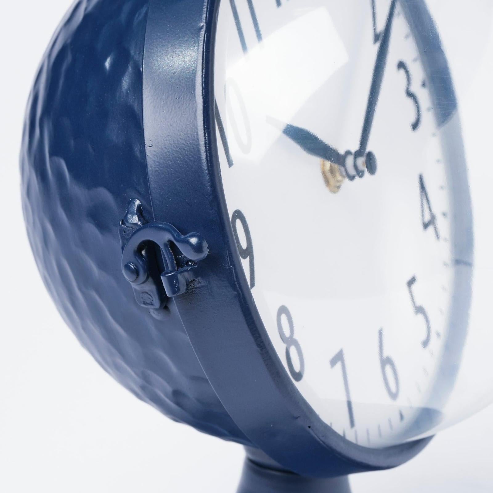 Mercana Weymouth Blue Metal Glass Dome Table Clock Clearance