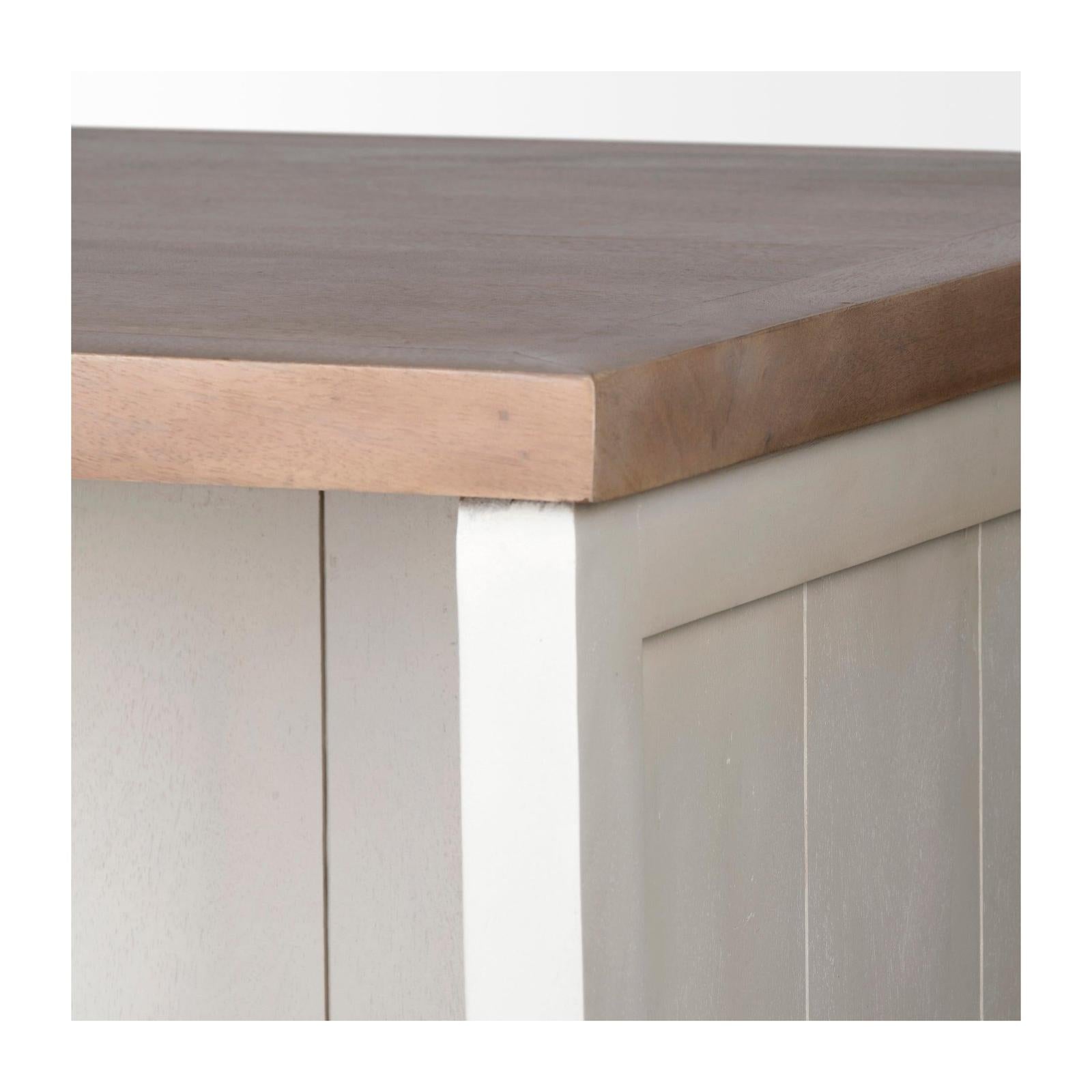 Mercana Fairview White and Brown Two-Tone Stain Solid Wood Kitchen Island