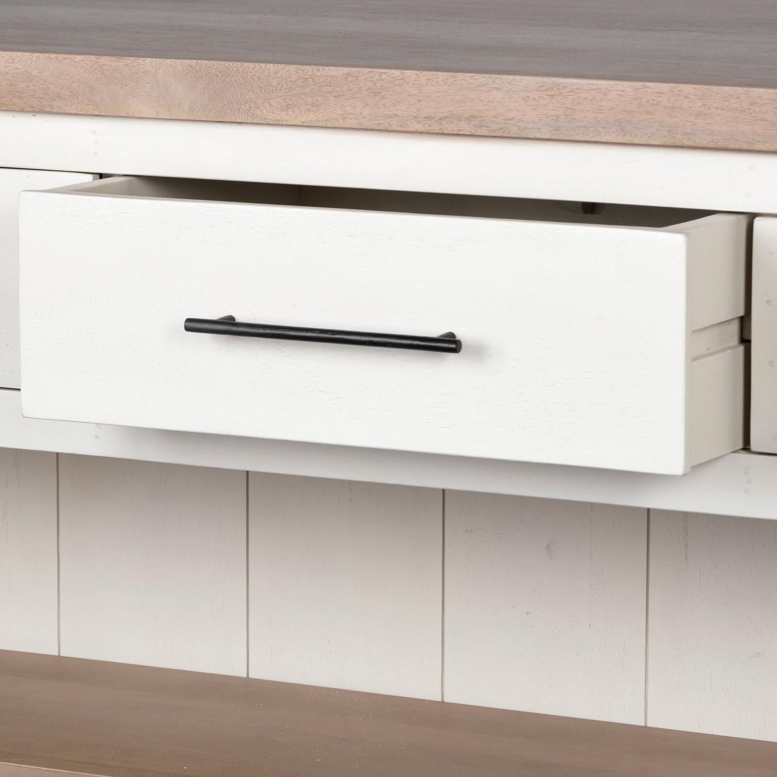 Mercana Fairview White and Brown Two-Tone Stain Solid Wood Kitchen Island