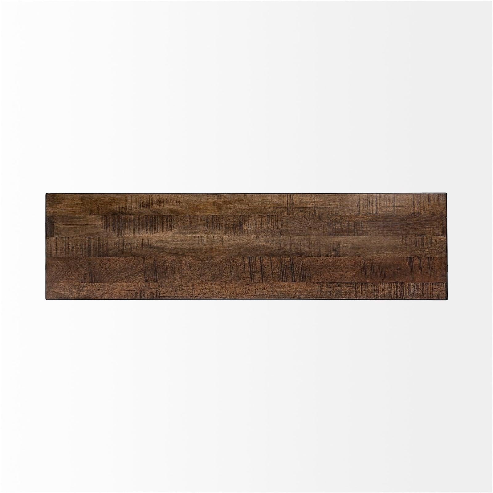 Mercana Trestman Brown Wood Top W/Black Iron Base Accent Bench Clearance