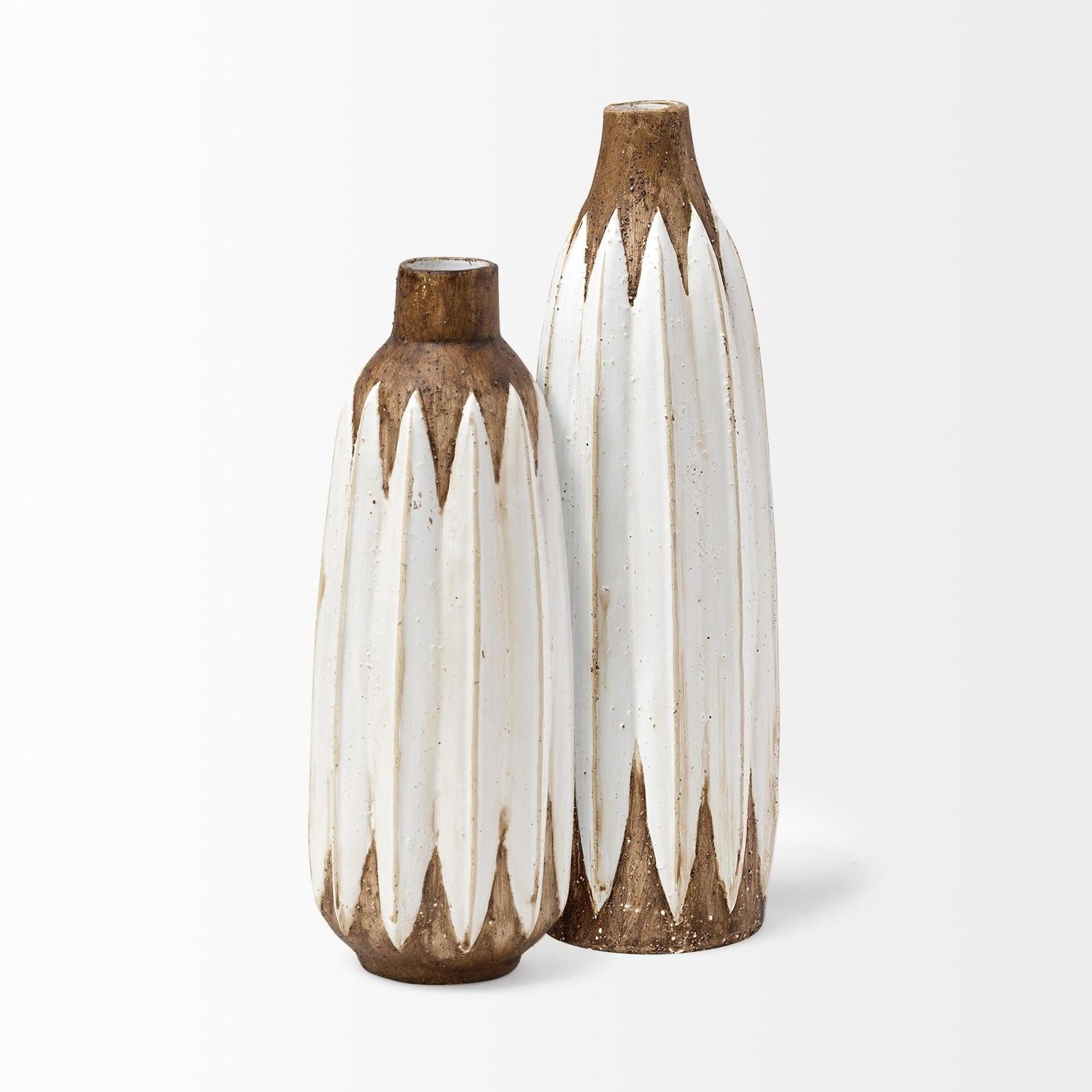 Mercana Sisko Rustic Brown White Ceramic Vase
