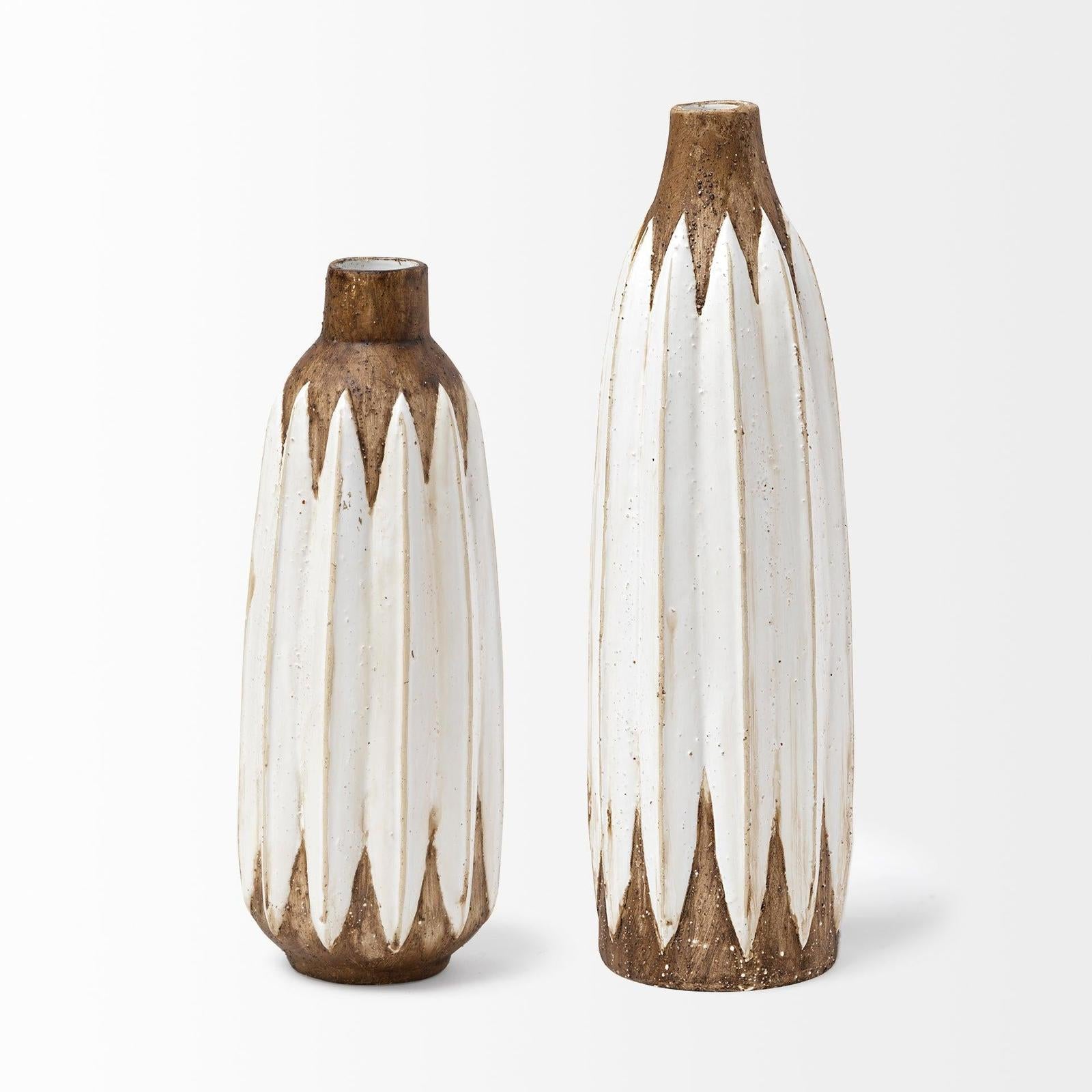 Mercana Sisko Rustic Brown White Ceramic Vase