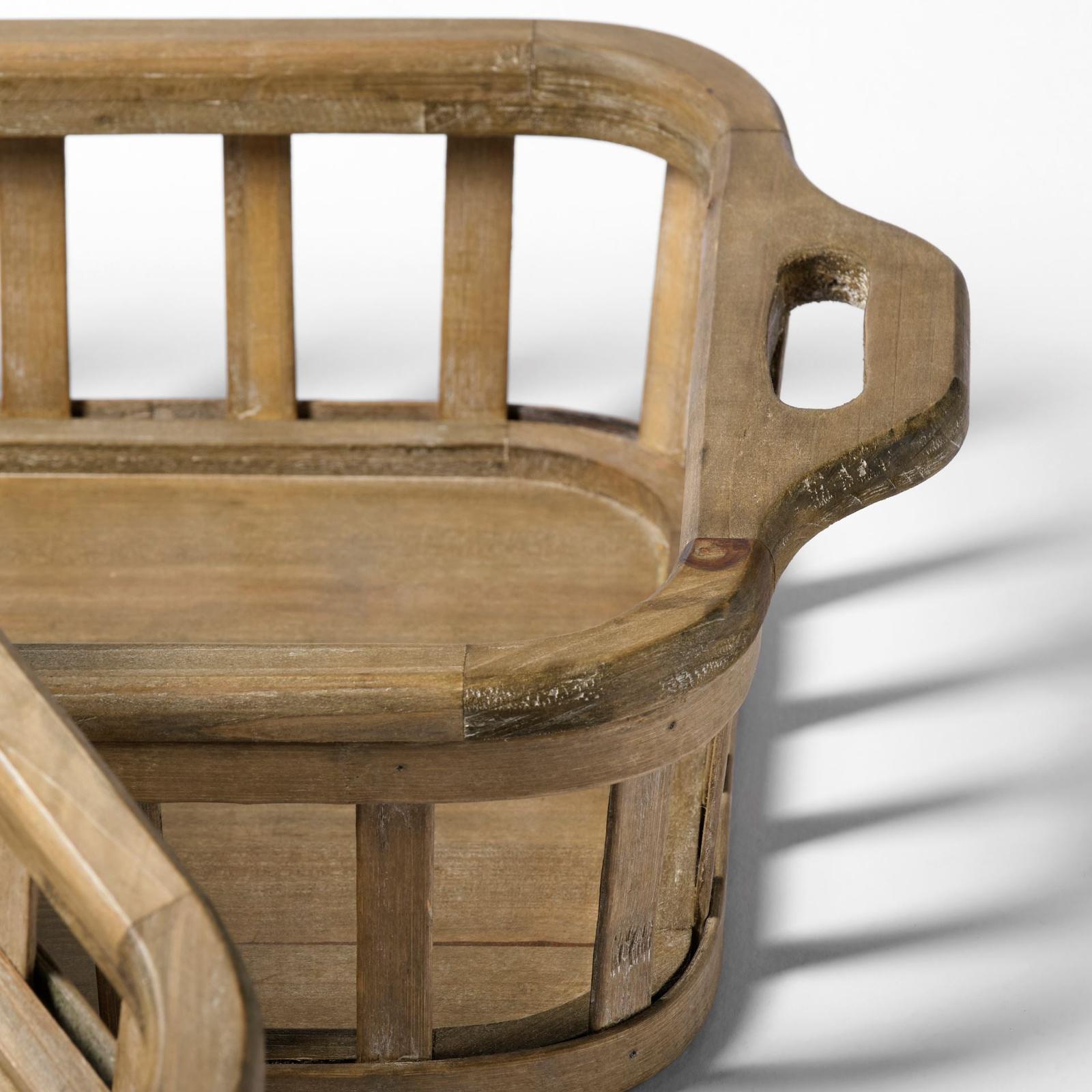 Mercana Louis Natural Wood Slated Nesting Trays- Set of 2 Clearance