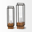 Mercana Orionis Wood w/ Black Metal Lantern Candle Holder