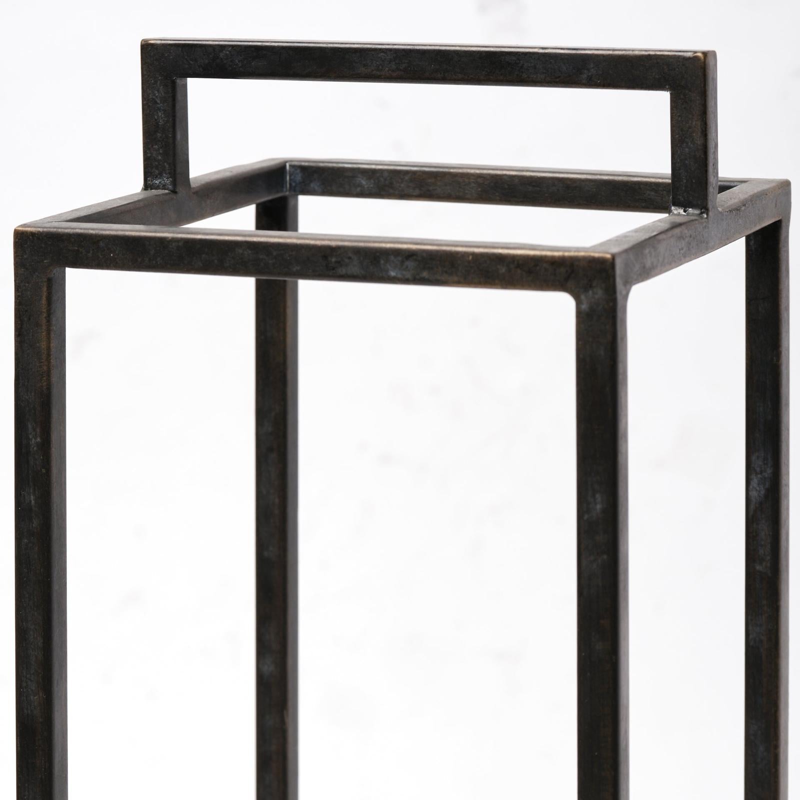 Mercana Orionis Wood w/ Black Metal Lantern Candle Holder