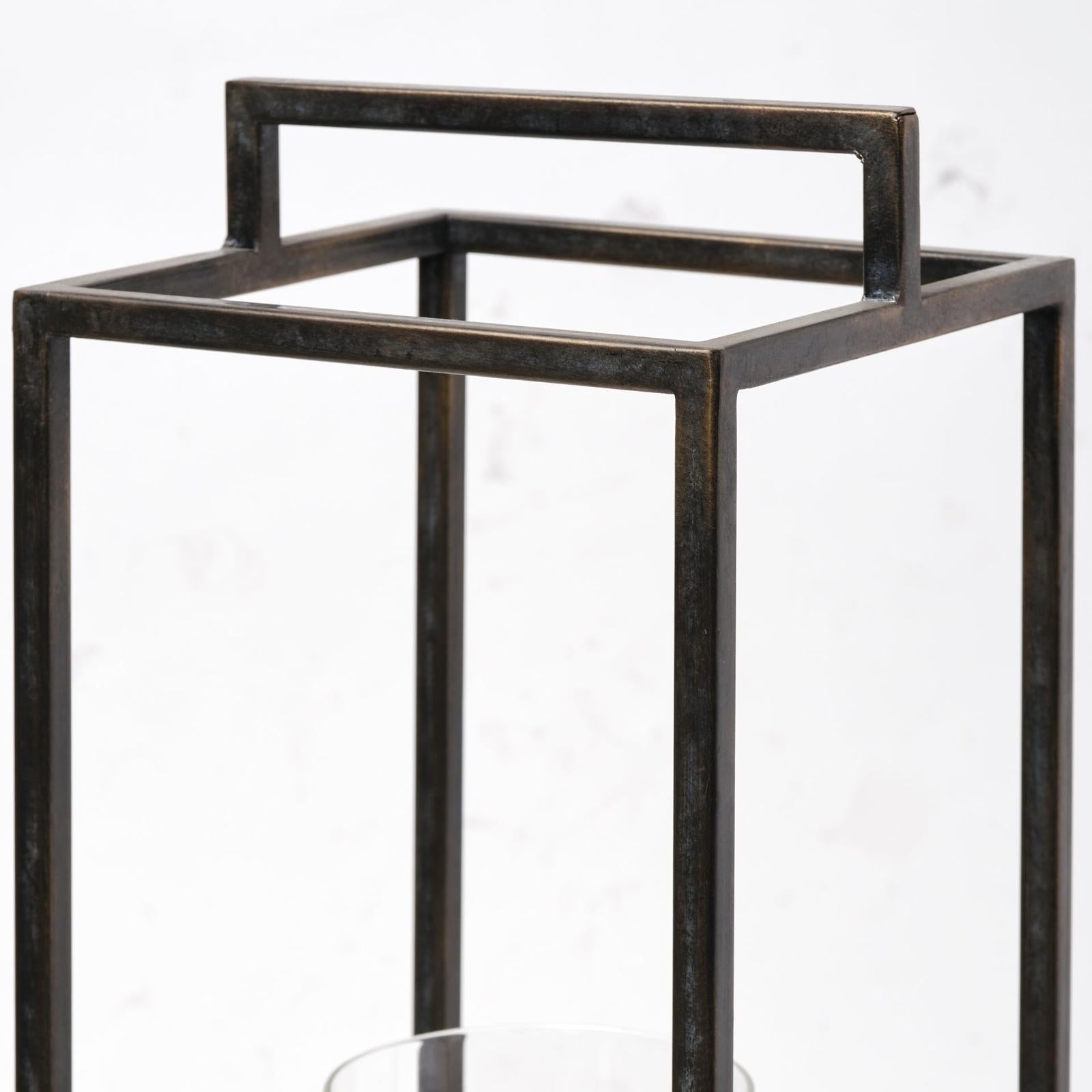 Mercana Orionis Wood w/ Black Metal Lantern Candle Holder