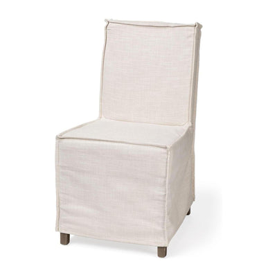 Mercana Elbert Fabric Slip-Cover Brown Wooden Base Dining Chair