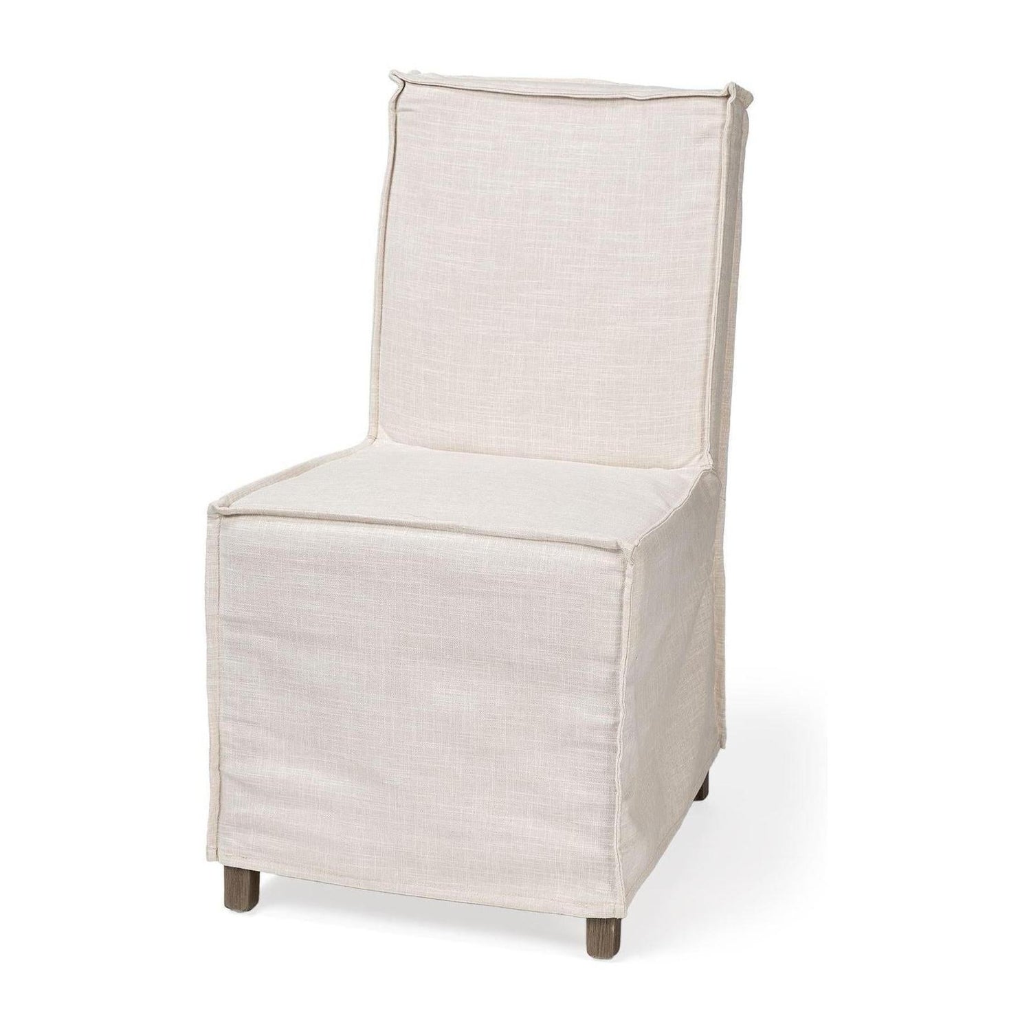 Mercana Elbert Fabric Slip-Cover Brown Wooden Base Dining Chair