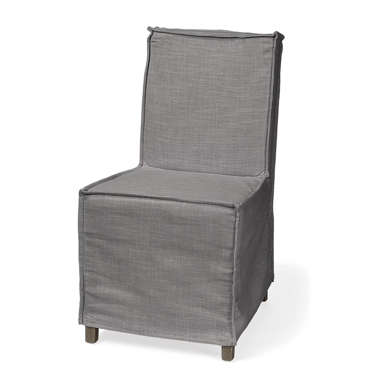 Mercana Elbert Fabric Slip-Cover Brown Wooden Base Dining Chair