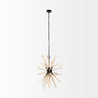 Mercana Jules Blonde Wood and Black Metal Six Bulb Chandelier Light Clearance