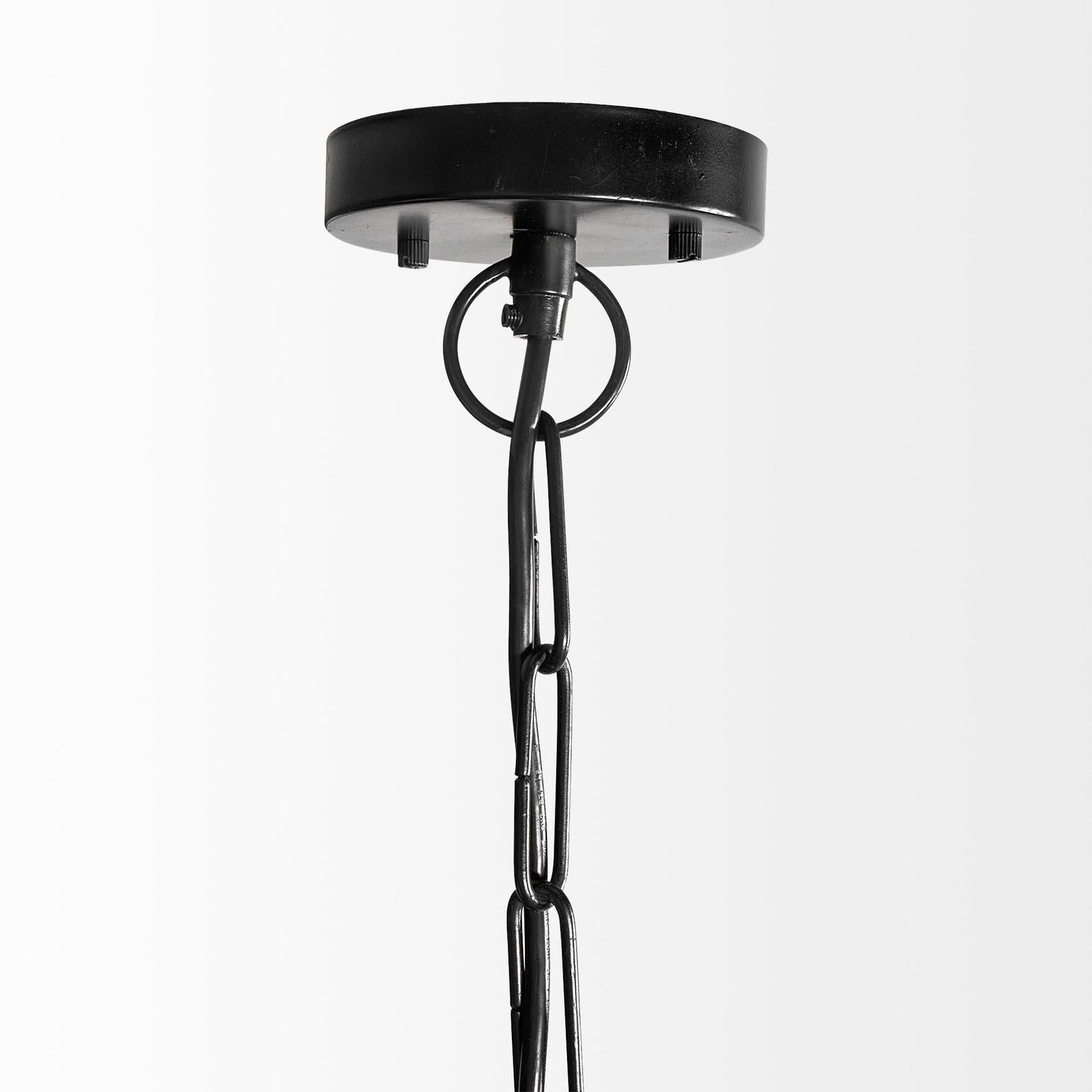 Mercana Jules Blonde Wood and Black Metal Six Bulb Chandelier Light Clearance