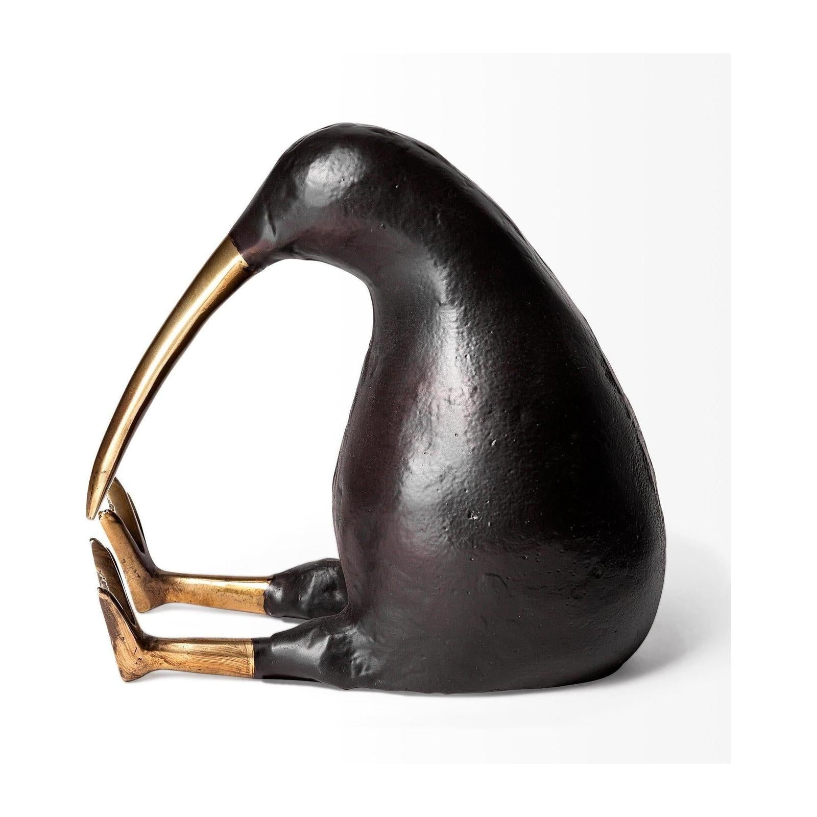 Mercana Dodo Kiwi Black Cast Aluminum Mauritian Bird Sculpture