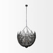 Mercana Liam Black Wooden Bead Bowl-Style Four Bulb Chandelier Clearance