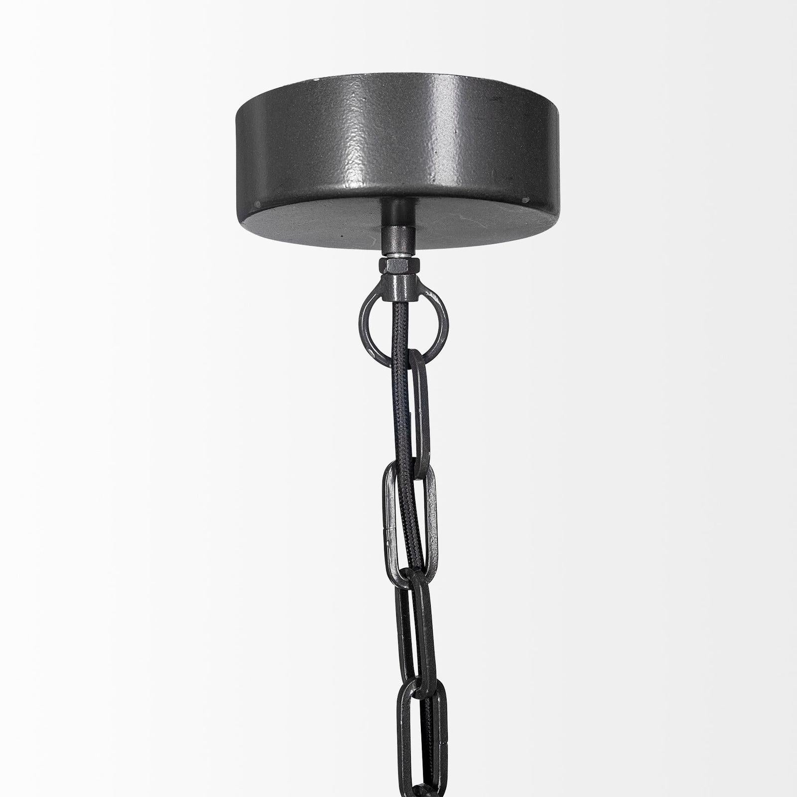 Mercana Liam Black Wooden Bead Bowl-Style Four Bulb Chandelier Clearance