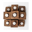 Mercana Cassius Light Brown Nine Wood Block Table Candle Holder