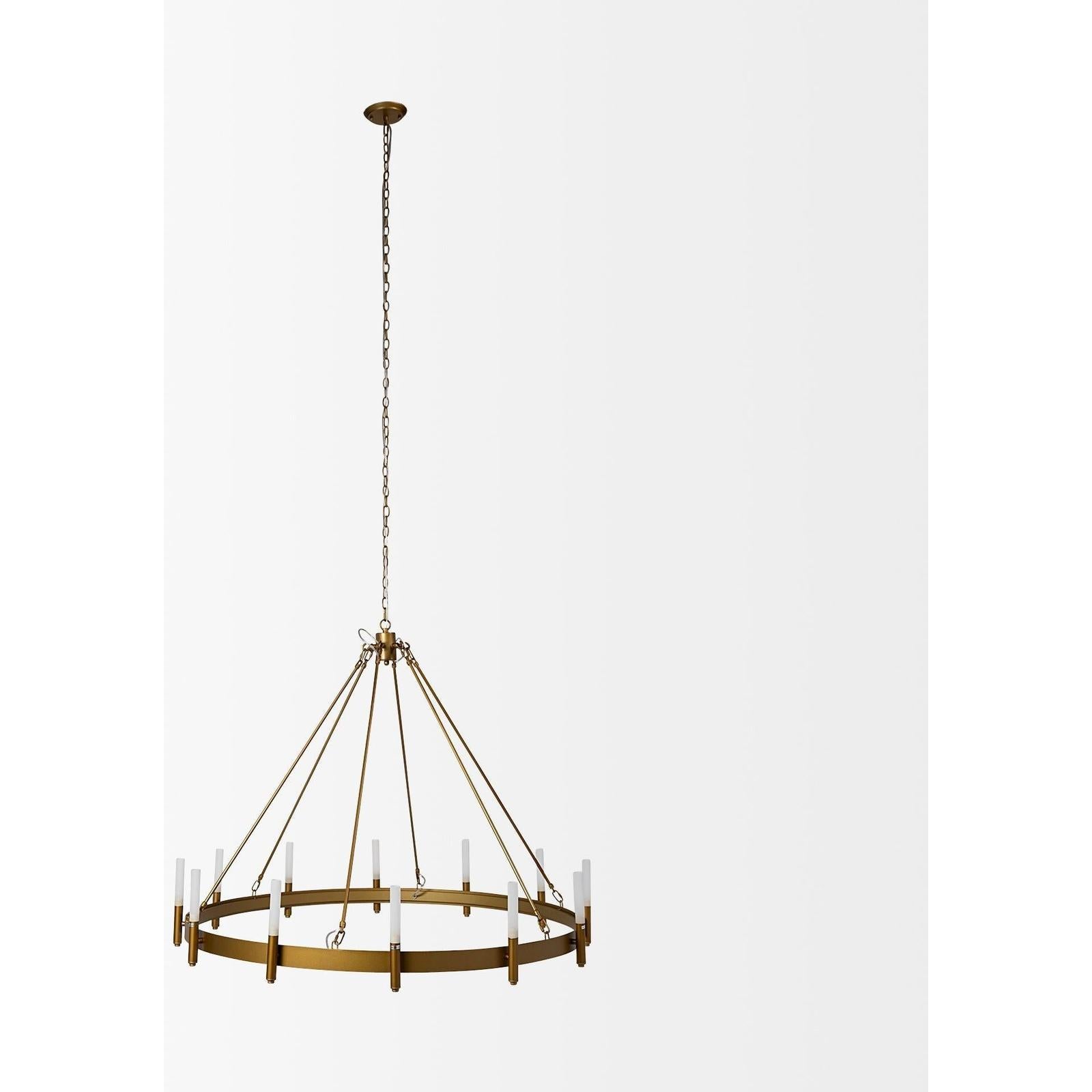 Mercana Decamp Metal Chassis Glass Tube Twelve Light Chandelier
