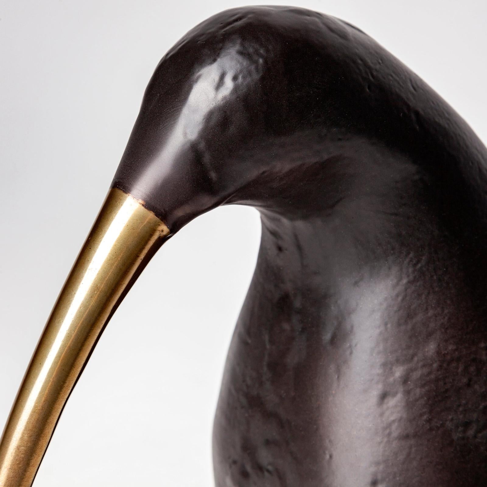 Mercana Dodo Kiwi Black Cast Aluminum Mauritian Bird Sculpture