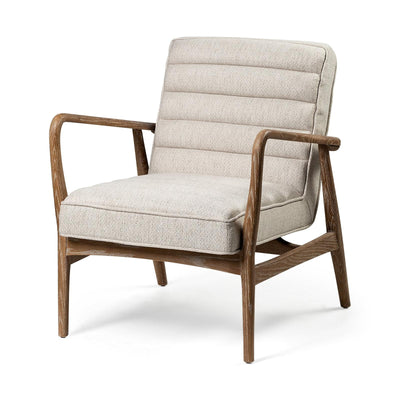 Mercana Ajax II Cream Fabric W/ Brown Wooden Frame Accent Chair