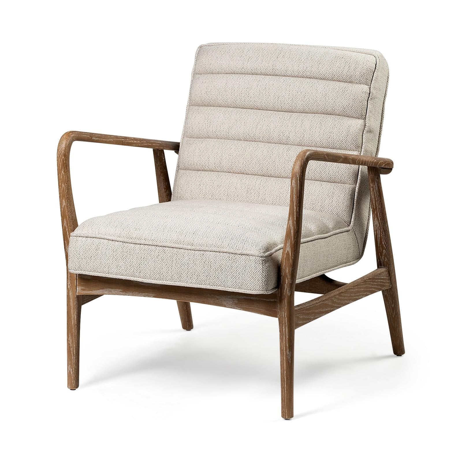 Mercana Ajax II Cream Fabric W/ Brown Wooden Frame Accent Chair