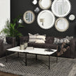 Mercana Lucas White Marble Top Black Metal Base Coffee Table