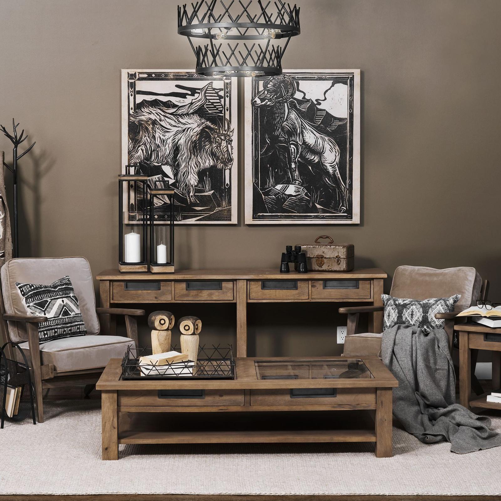 Mercana Harrelson Brown Wood 4 Drawer Console Table