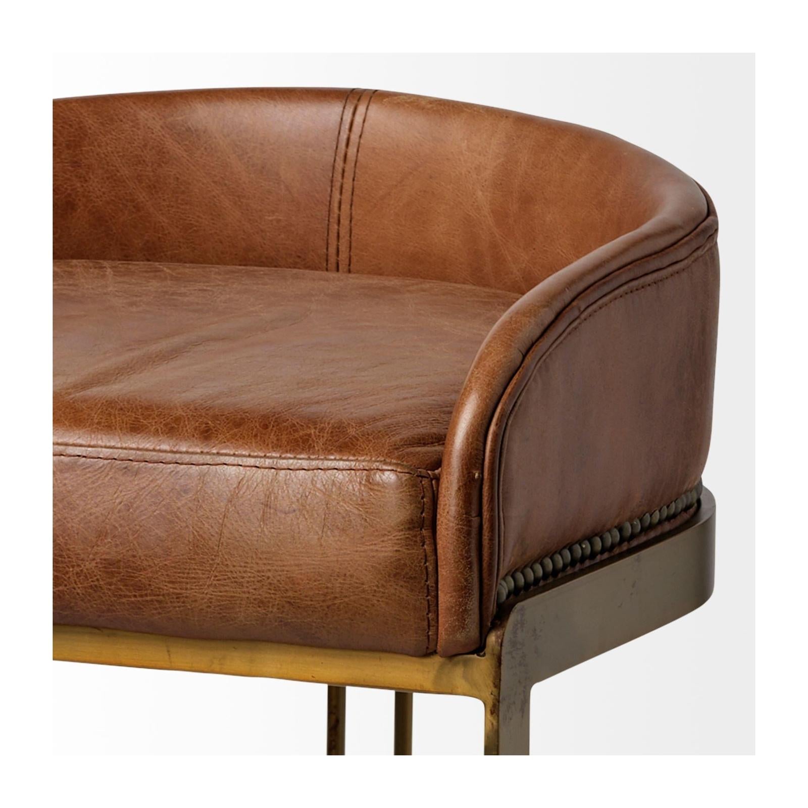 Mercana Hollyfield Gold Metal Base Bar Stool